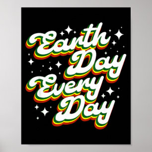 Poster Jour de la Terre tous les jours rétro environnemen