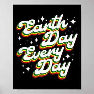 Poster Jour de la Terre tous les jours rétro environnemen