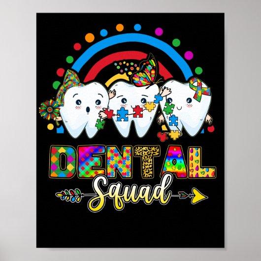 Poster Jour de l'autisme Puzzle des dents Escouade dentai (Devant)