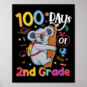 Poster Jour De L'École 2E Année Enfants Koala 100 Jours D