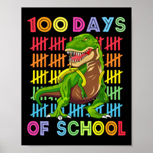 Poster Jour De L'École Dino Enfants Joyeux 100 Jours Dino