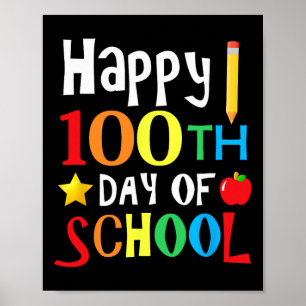 Poster Jour De L'École Enseignants Enfants Joyeux 100 Jou