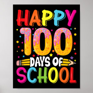 Poster Jour De L'École Enseignants Enfants Joyeux 100 Jou