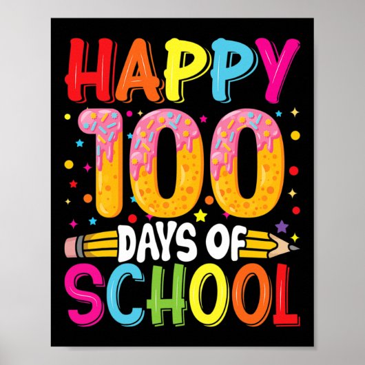 Poster Jour De L'École Enseignants Enfants Joyeux 100 Jou (Devant)