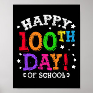 Poster Jour De L'École Enseignants Enfants Joyeux 100 Jou