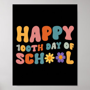 Poster Jour De L'École Professeur Retro Super Joyeux 100