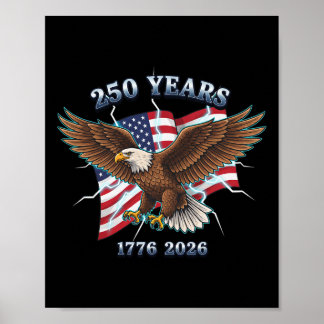 Poster Jour de l'Indépendance Drapeau Aigle 250 Ans 1776