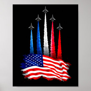 Poster Jour de l'Indépendance Drapeau Américain Avions à