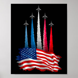 Poster Jour de l'Indépendance Drapeau Américain Avions à