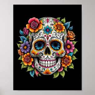 Poster Jour De Los Muertos Du Crâne Morte De Sucre Hallow