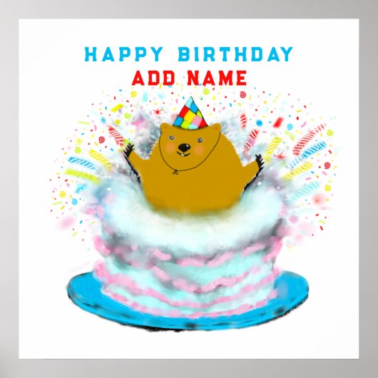 Poster Jour de marmotte amusant Anniversaire (Devant)