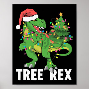 Poster Jour de Noël Dinosaure Arbre Rex Xmas Trex Pajamas