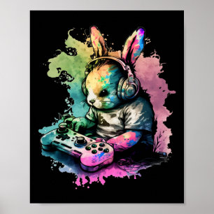 Poster Jour de Pâques Garçons Joueur Chemise Vidéo Contrô