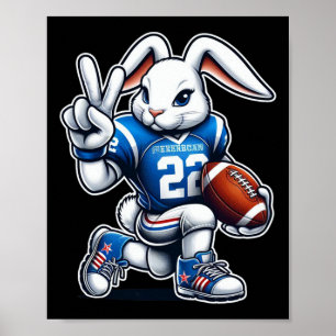 Poster Jour de Pâques Lapin Jouer Footbyll Garçons Filles