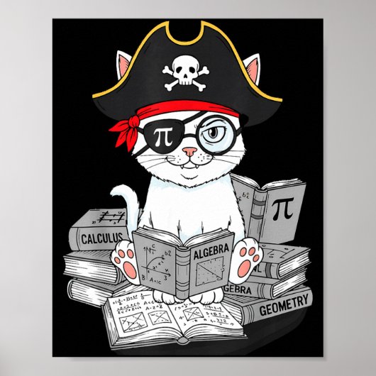Poster Jour de Pi Math Cat Nerd Math Pirate Enseignant Él (Devant)