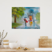 POSTER JOUR DE PLUIE KISSER COUPLE TRAM UMBRELLA (Cuisine)
