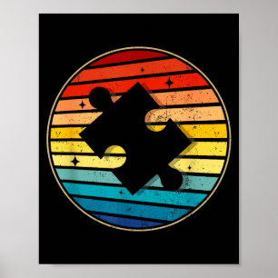 Poster Jour de sensibilisation à l'autisme puzzle vintage