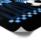 Poster Jour de soccer saison Retro Bleu clair À damiers (Coin)