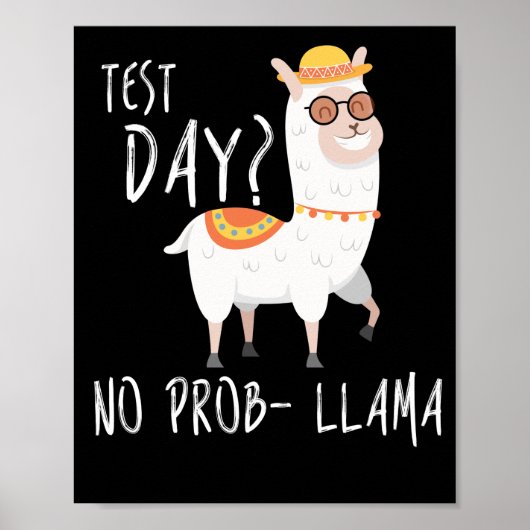Poster Jour de test Pas de problème Llama Enseignant Ense (Devant)