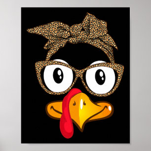 Poster Jour de Thanksgiving Dinde Léopard Lunettes de sol
