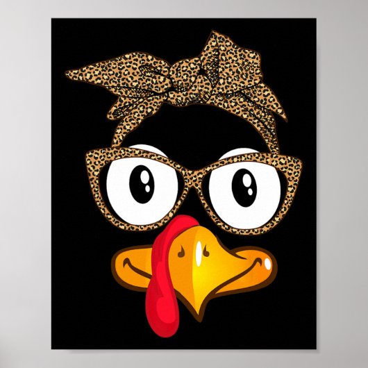 Poster Jour de Thanksgiving Dinde Léopard Lunettes de sol (Devant)
