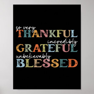 Poster Jour de Thanksgiving Heureux Béni Reconnaissant Me
