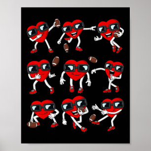 Poster Jour de Valentines Football Heart Quarterback Réce