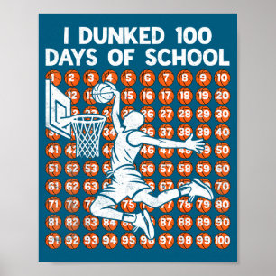 Poster Jour d'école 100 jours j'ai basket dunké 100ème 10