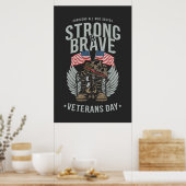 Poster Jour des anciens combattants fort et courageux USA (Cuisine)