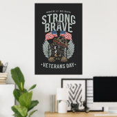 Poster Jour des anciens combattants fort et courageux USA (Bureau à domicile)