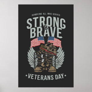 Poster Jour des anciens combattants fort et courageux USA