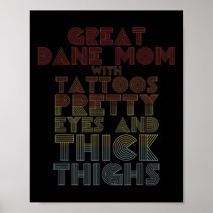 Poster Jour des mères Cadeau Great Dane Maman Tattoos Amo