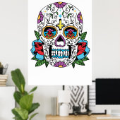 Poster Jour des morts art crâne mexicain Imprimer (Bureau à domicile)