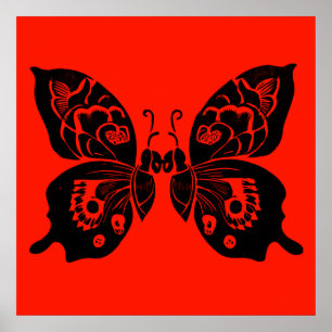 Poster Jour des papillons morts Woodcut 4