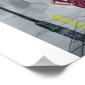 POSTER JOUR DES PLUIES ROUGE PARAPLULE (Coin)