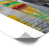 Poster JOUR DES PLUIES ROUGE UMBRELLA tram scène de rue P (Coin)