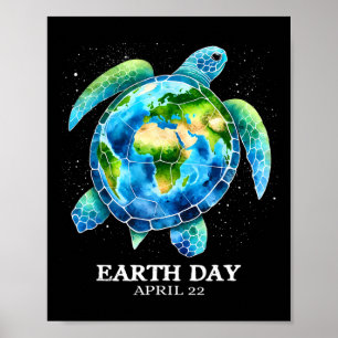 Poster Jour des terres 2025 Love Earth Sea Turtle Art Sav