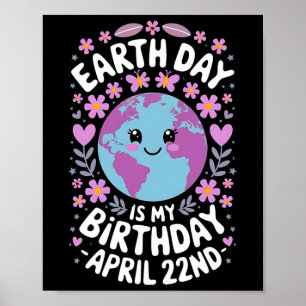 Poster Jour des terres Est Mon Anniversaire Pour Les Fill