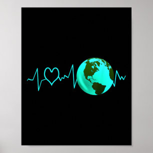 Poster Jour des terres Heartbeat Recycling Climate Change