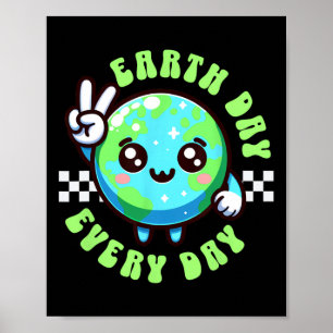 Poster Jour des terres Kawaii Chaque Jour Enfants Planète