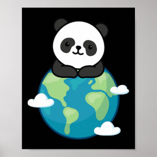 Poster Jour des terres Mère Panda Drôle Pour L'Environnem