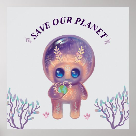 Poster Jour des terres planète mignonne (Devant)