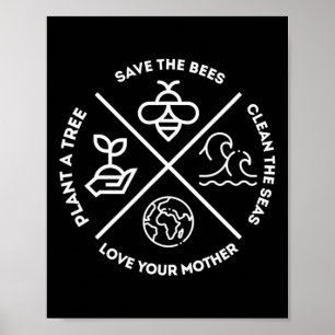 Poster Jour des terres Plante Un Arbre Sauver Les Abeille