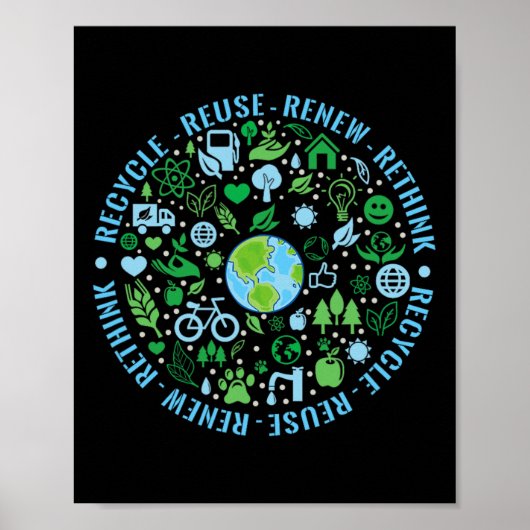 Poster Jour des terres Recycle Réutiliser Renouveler l'en (Devant)