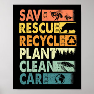 Poster Jour des terres rétro Enregistrer les abeilles Sec
