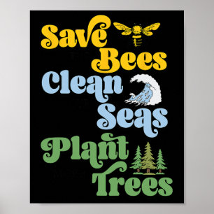 Poster Jour des terres Sauver Les Abeilles Plante Plus D'