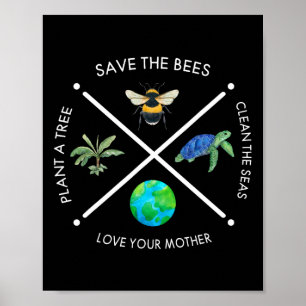 Poster Jour des terres Sauver Les Abeilles Plante Plus D'