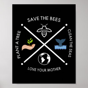 Poster Jour des terres Sauver Les Abeilles Plante Plus D'