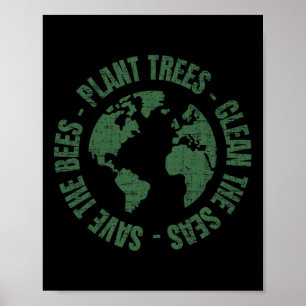 Poster Jour des terres Sauvez les abeilles Plantes Arbres