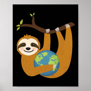Poster Jour des terres Sloth Sauvez La Terre Notre Planèt